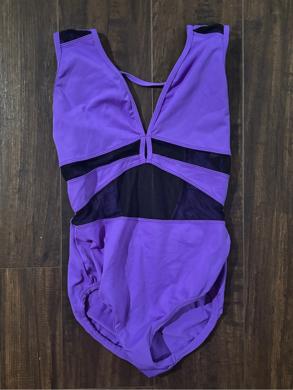 Purple and Black Mesh Block Leotard